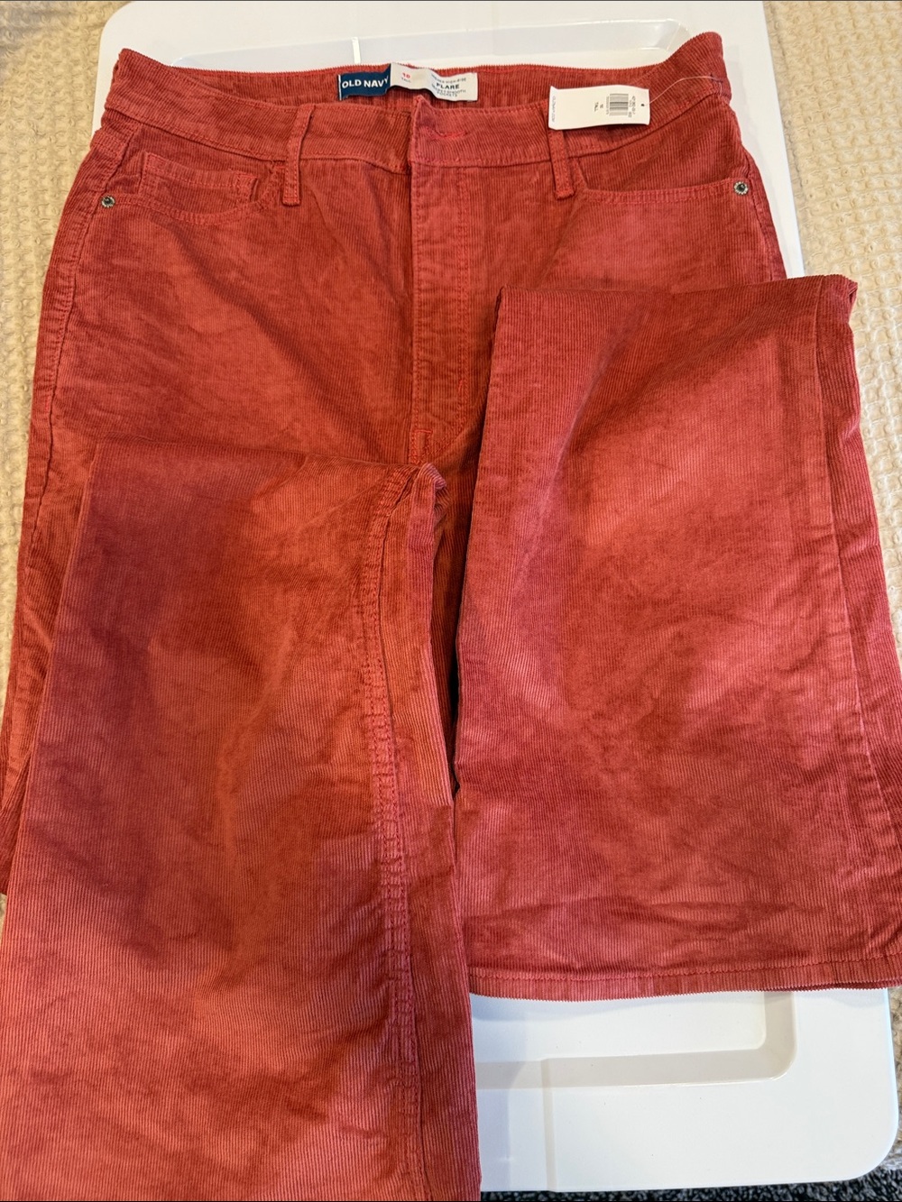 Old Navy Women's Rust Red Corduroy Flare Pants - Picture 3 of 4